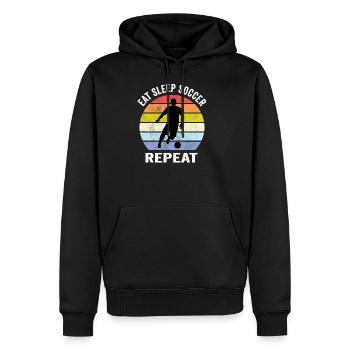 Eat Sleep Soccer Repeat Football Soccer Player - Men’s Premium Organic Hoodie - black - Front - Nico (187cm)