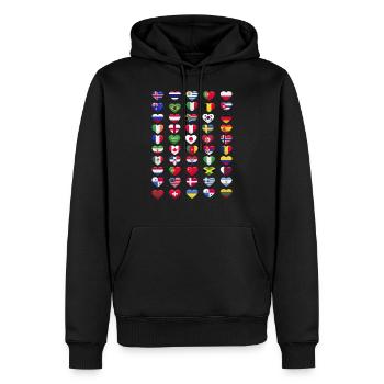 Drapeaux nationaux Drapeaux nationaux Forme du cœur - Sweat à capuche Premium bio Homme - noir - Devant - Nico (187cm)