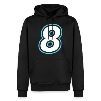 8 nombre symbole - Sweat à capuche Premium bio Homme - noir - Devant - Nico (187cm)