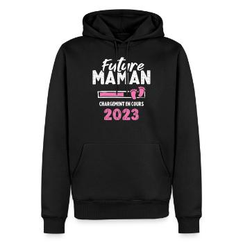 Future Maman 2023 Chargement En Cours - Sweat à capuche Premium bio Homme - noir - Devant - Nico (187cm)