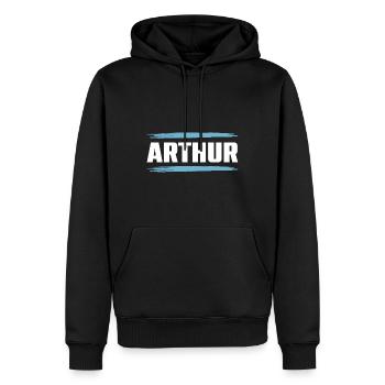Arthur - Männer Premium Bio Hoodie - Schwarz - Vorne - Nico (187cm)