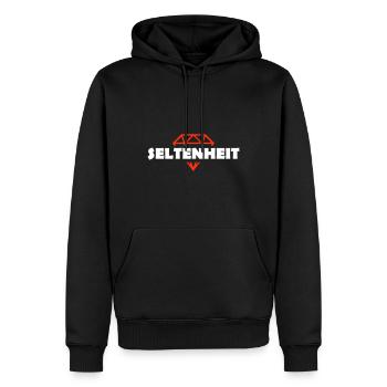 Seltenheit Unikat - Männer Premium Bio Hoodie - Schwarz - Vorne - Nico (187cm)