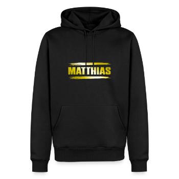Matthias - Sweat à capuche Premium bio Homme - noir - Devant - Nico (187cm)