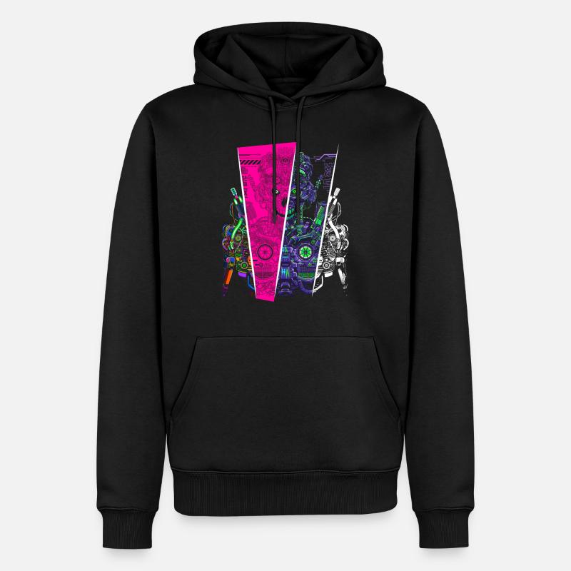Roboter-Multiversum - Männer Premium Bio Hoodie - Schwarz