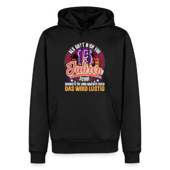 15. Geburtstag Als Gott Mich Schuf Vor - Männer Premium Bio Hoodie - Schwarz - Vorne - Nico (187cm)