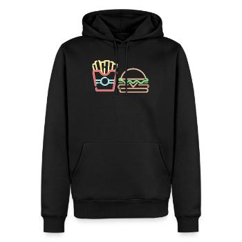 Neon Fast Food Fries et Burger - Sweat à capuche Premium bio Homme - noir - Devant - Nico (187cm)
