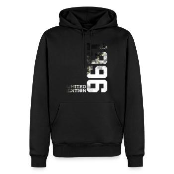 30E ÉDITION LIMITÉE ANNIVERSAIRE 1996 - Sweat à capuche Premium bio Homme - noir - Devant - Nico (187cm)