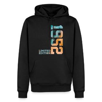 74E ANNIVERSAIRE ÉDITION LIMITÉE 1952 - Sweat à capuche Premium bio Homme - noir - Devant - Nico (187cm)