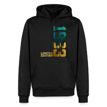 63E ANNIVERSAIRE ÉDITION LIMITÉE 1963 - Sweat à capuche Premium bio Homme - noir - Devant - Nico (187cm)