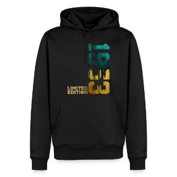 73E ANNIVERSAIRE ÉDITION LIMITÉE 1953 - Sweat à capuche Premium bio Homme - noir - Devant - Nico (187cm)