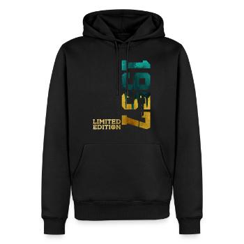 69E ANNIVERSAIRE ÉDITION LIMITÉE 1957 - Sweat à capuche Premium bio Homme - noir - Devant - Nico (187cm)