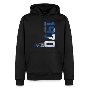 ÉDITION LIMITÉE 1970 56E ANNIVERSAIRE - Sweat à capuche Premium bio Homme - noir - Devant - Nico (187cm)