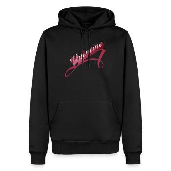 romantic Valentine's Day typography in shades of red - Men’s Premium Organic Hoodie - black - Front - Nico (187cm)