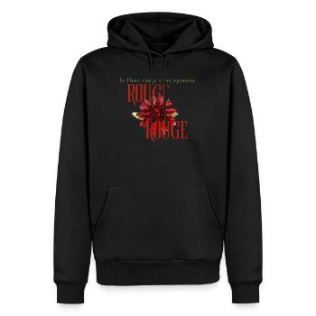 Rouge Fleur Floral Emblem - Men’s Premium Organic Hoodie - black - Front - Nico (187cm)