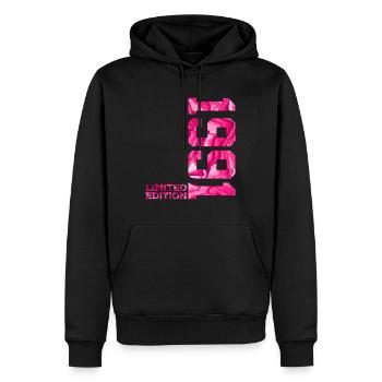 35E ANNIVERSAIRE ÉDITION LIMITÉE ROSE 1991 - Sweat à capuche Premium bio Homme - noir - Devant - Nico (187cm)