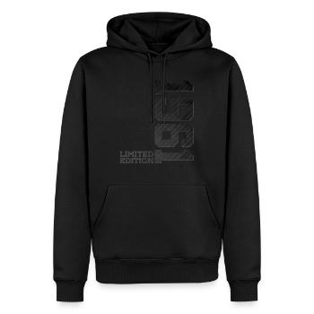 65E ANNIVERSAIRE ÉDITION LIMITÉE 1961 - Sweat à capuche Premium bio Homme - noir - Devant - Nico (187cm)