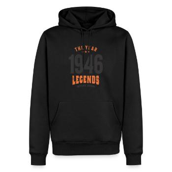 The Year 1946 Vintage - 77 Years of Awesome! - Men’s Premium Organic Hoodie - black - Front - Nico (187cm)