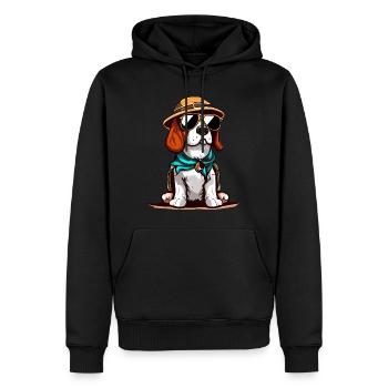 Beagle Der Reisende - Männer Premium Bio Hoodie - Schwarz - Vorne - Nico (187cm)