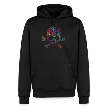 LGBTQIA+ T Shirt Crâne Nuage de mots LGBT Gay Pride - Sweat à capuche Premium bio Homme - noir - Devant - Nico (187cm)