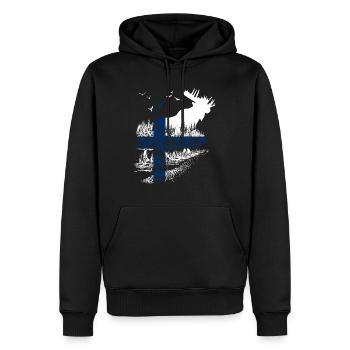 ELCH FINNLAND FLAGGE URLAUB - Männer Premium Bio Hoodie - Schwarz - Vorne - Nico (187cm)