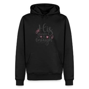 Abundant Grace - 2 Corinthians 12:9 Christian - Men’s Premium Organic Hoodie - black - Front - Nico (187cm)