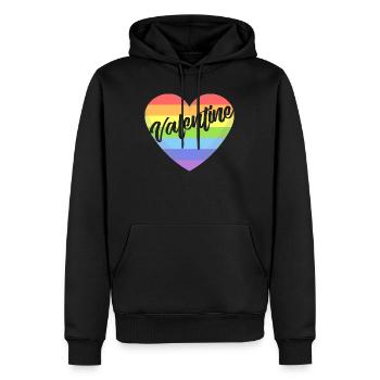 Saint Valentin lgbt coeur gay pride t-shirt - Sweat à capuche Premium bio Homme - noir - Devant - Nico (187cm)