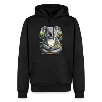 Méditation Koala - Sweat à capuche Premium bio Homme - noir - Devant - Nico (187cm)