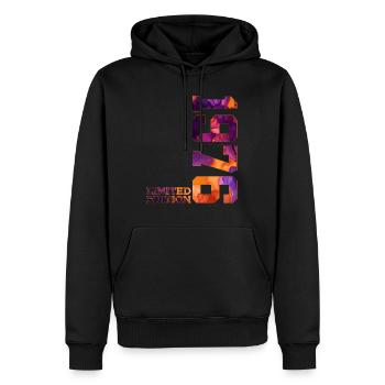 50E ANNIVERSAIRE 50 ANS ÉDITION LIMITÉE 1976 - Sweat à capuche Premium bio Homme - noir - Devant - Nico (187cm)