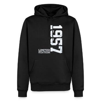 69E ANNIVERSAIRE ÉDITION LIMITÉE 1957 - Sweat à capuche Premium bio Homme - noir - Devant - Nico (187cm)