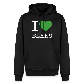I LOVE BEANS Bohnen - Männer Premium Bio Hoodie - Schwarz - Vorne - Nico (187cm)