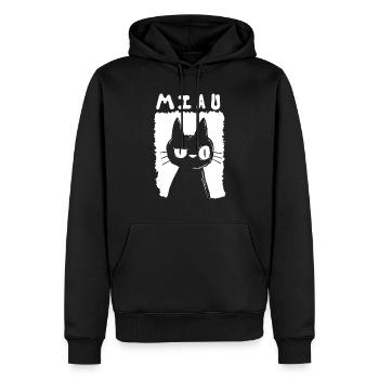Miaou - Sweat à capuche Premium bio Homme - noir - Devant - Nico (187cm)