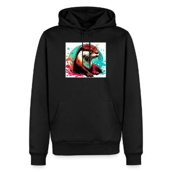 Otter - Männer Premium Bio Hoodie - Schwarz - Vorne - Nico (187cm)