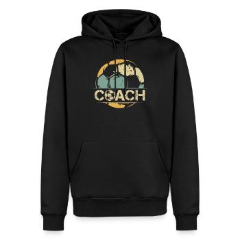 retro coach Fußballtrainer Logo Ball Symbol Team - Männer Premium Bio Hoodie - Schwarz - Vorne - Nico (187cm)