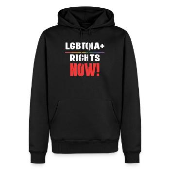 Mois de la fierté LGBT - Droits LGBTQIA+ ! Maintenant! - Sweat à capuche Premium bio Homme - noir - Devant - Nico (187cm)