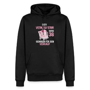 38 Geburtstag Verkäuferin 38 Jahre Verkauf Spruch - Männer Premium Bio Hoodie - Schwarz - Vorne - Nico (187cm)