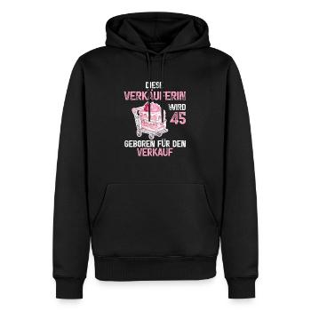 Verkäuferin 45 Geburtstag Verkaufen Verkauf Spruch - Männer Premium Bio Hoodie - Schwarz - Vorne - Nico (187cm)