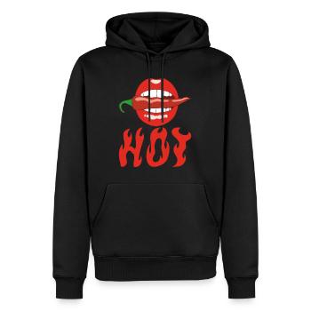Manger du piment - Sweat à capuche Premium bio Homme - noir - Devant - Nico (187cm)