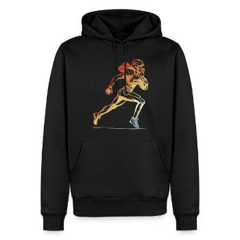 American Football Frau - Männer Premium Bio Hoodie - Schwarz - Vorne - Nico (187cm)