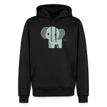 Éléphant mignon et heureux - Adorable dessin animé - Sweat à capuche Premium bio Homme - noir - Devant - Nico (187cm)