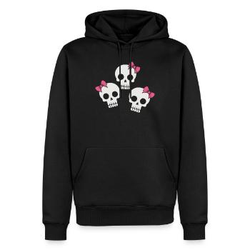 Niedlicher Totenschädel mit Schleifen - Männer Premium Bio Hoodie - Schwarz - Vorne - Nico (187cm)