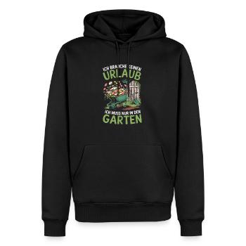 Garten und Gärtner Sprüche - Urlaub im Kleingarten - Männer Premium Bio Hoodie - Schwarz - Vorne - Nico (187cm)