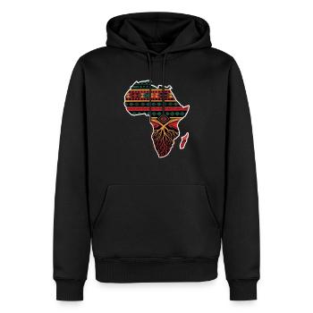 Carte de motif africain avec des racines - Sweat à capuche Premium bio Homme - noir - Devant - Nico (187cm)