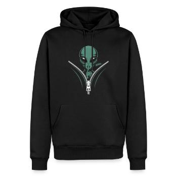 Mystérieux extraterrestre Sssh... Mystérieux - Sweat à capuche Premium bio Homme - noir - Devant - Nico (187cm)