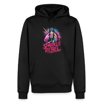 Sparkle Rebel Einhorn Buntes Kunstwerk - Männer Premium Bio Hoodie - Schwarz - Vorne - Nico (187cm)