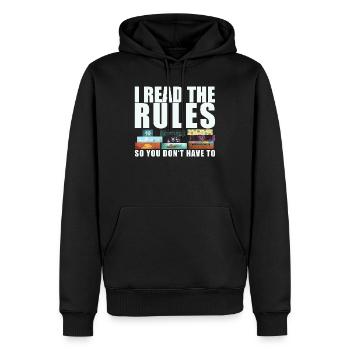 Jeux de société Dicton drôle - Règles lues - Sweat à capuche Premium bio Homme - noir - Devant - Nico (187cm)