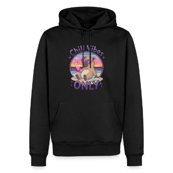 Chill Vibes Only Escapade estivale à la plage - Sweat à capuche Premium bio Homme - noir - Devant - Nico (187cm)