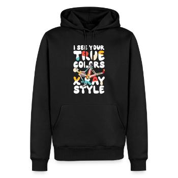 Je vois vos vraies couleurs squelette de style radiographie - Sweat à capuche Premium bio Homme - noir - Devant - Nico (187cm)