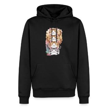 Niedliche Katzen Stapel Cartoon Illustration - Männer Premium Bio Hoodie - Schwarz - Vorne - Nico (187cm)