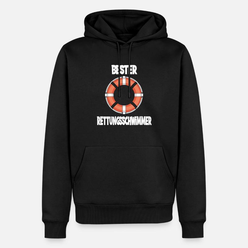 Bester Rettungsschwimmer Leben Rettungsring - Männer Premium Bio Hoodie - Schwarz