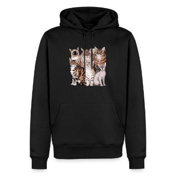 Verschiedene Katzenrassen Illustration - Männer Premium Bio Hoodie - Schwarz - Vorne - Nico (187cm)